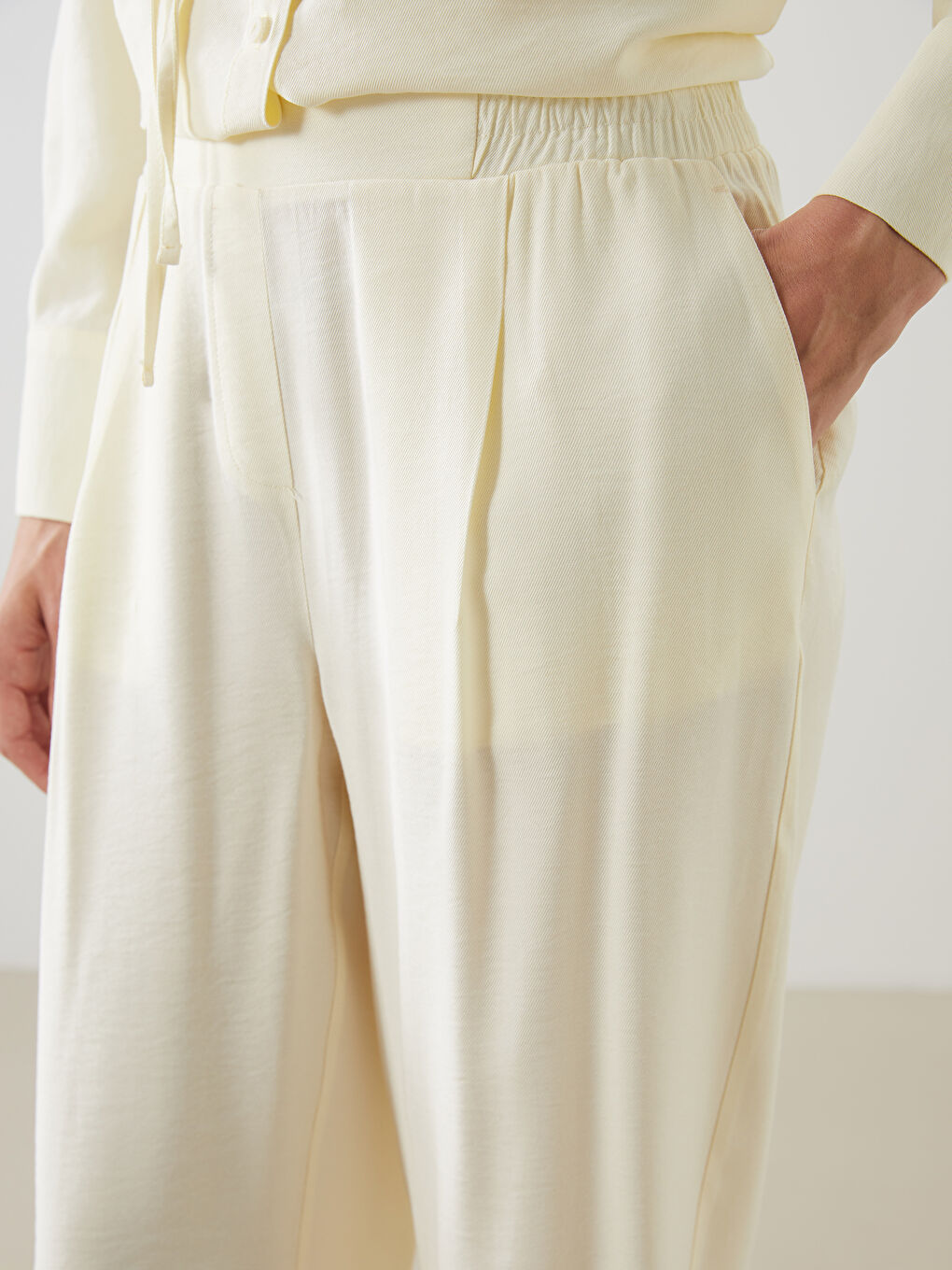 LCWAIKIKI Classic Elasticated Waist Women's Pleated Trousers -S5PG51Z8-S3R