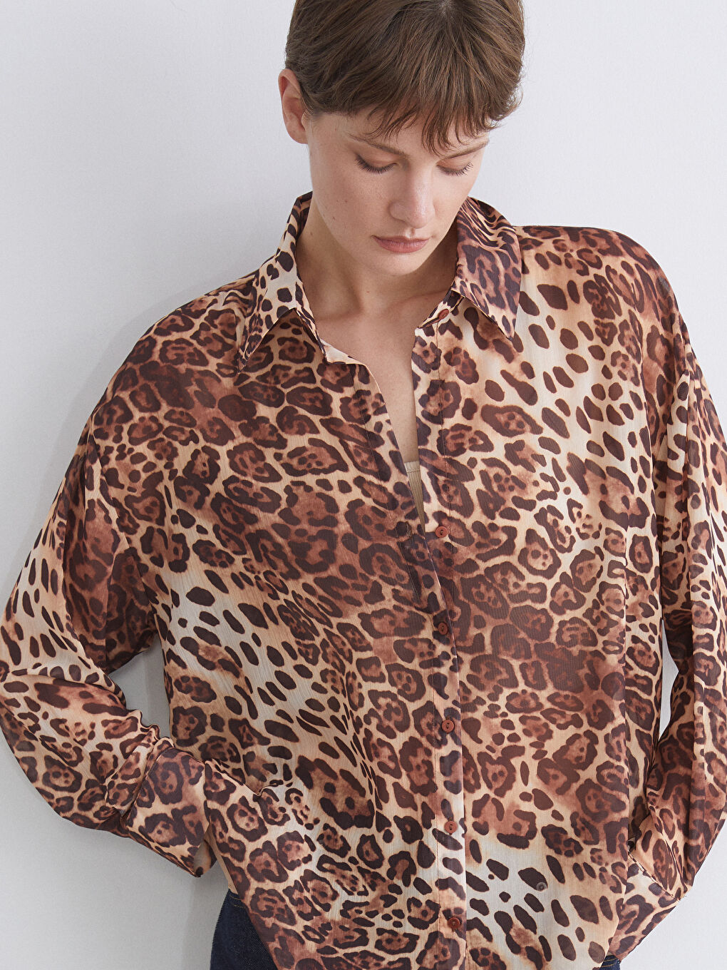 Leopard Print Oversize Women's Shirt-2
