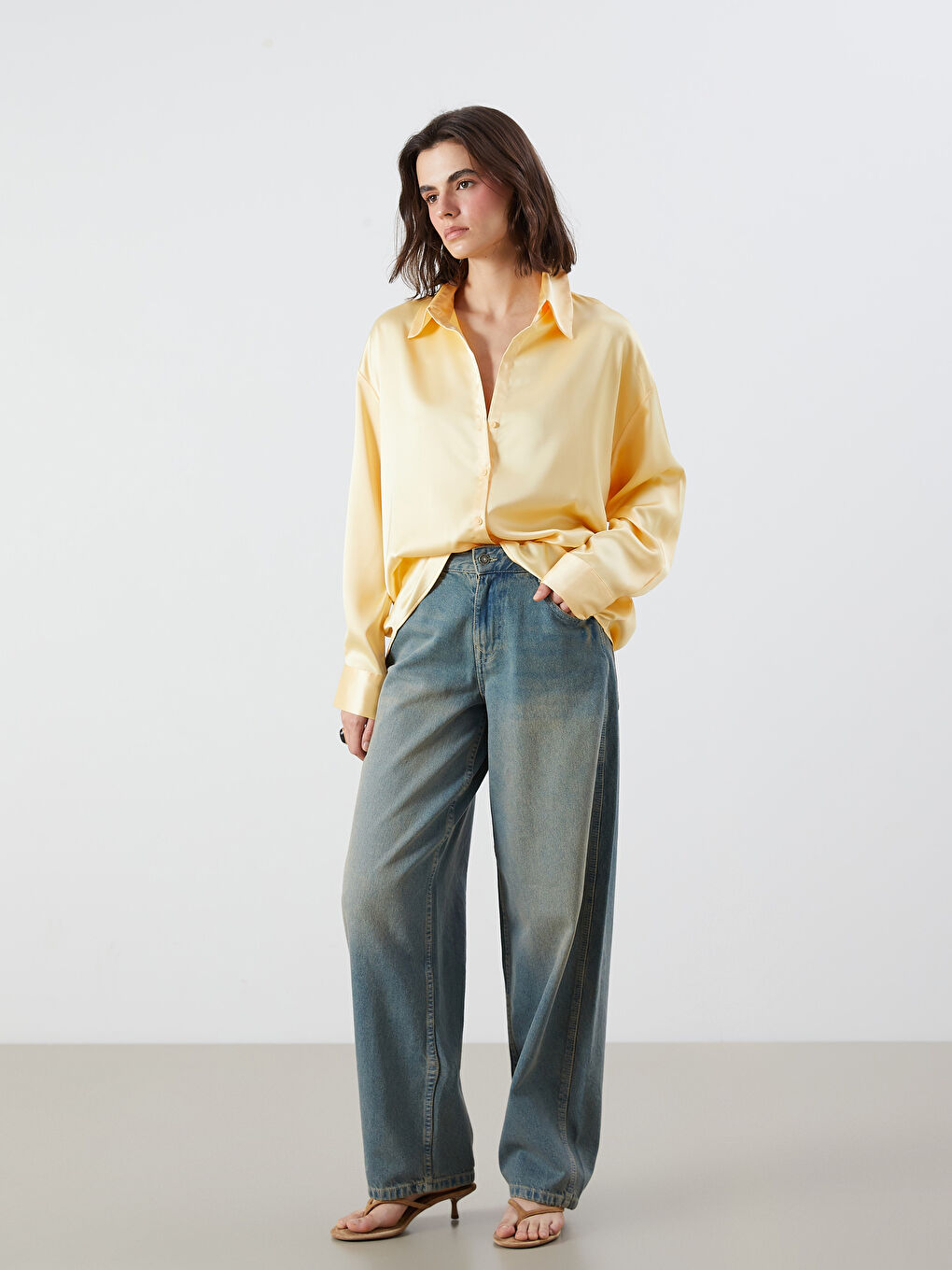 Chemise Oversize en Satin pour Femmes-1