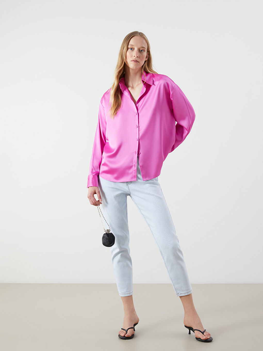 Oversize Satin Women's Shirt-1