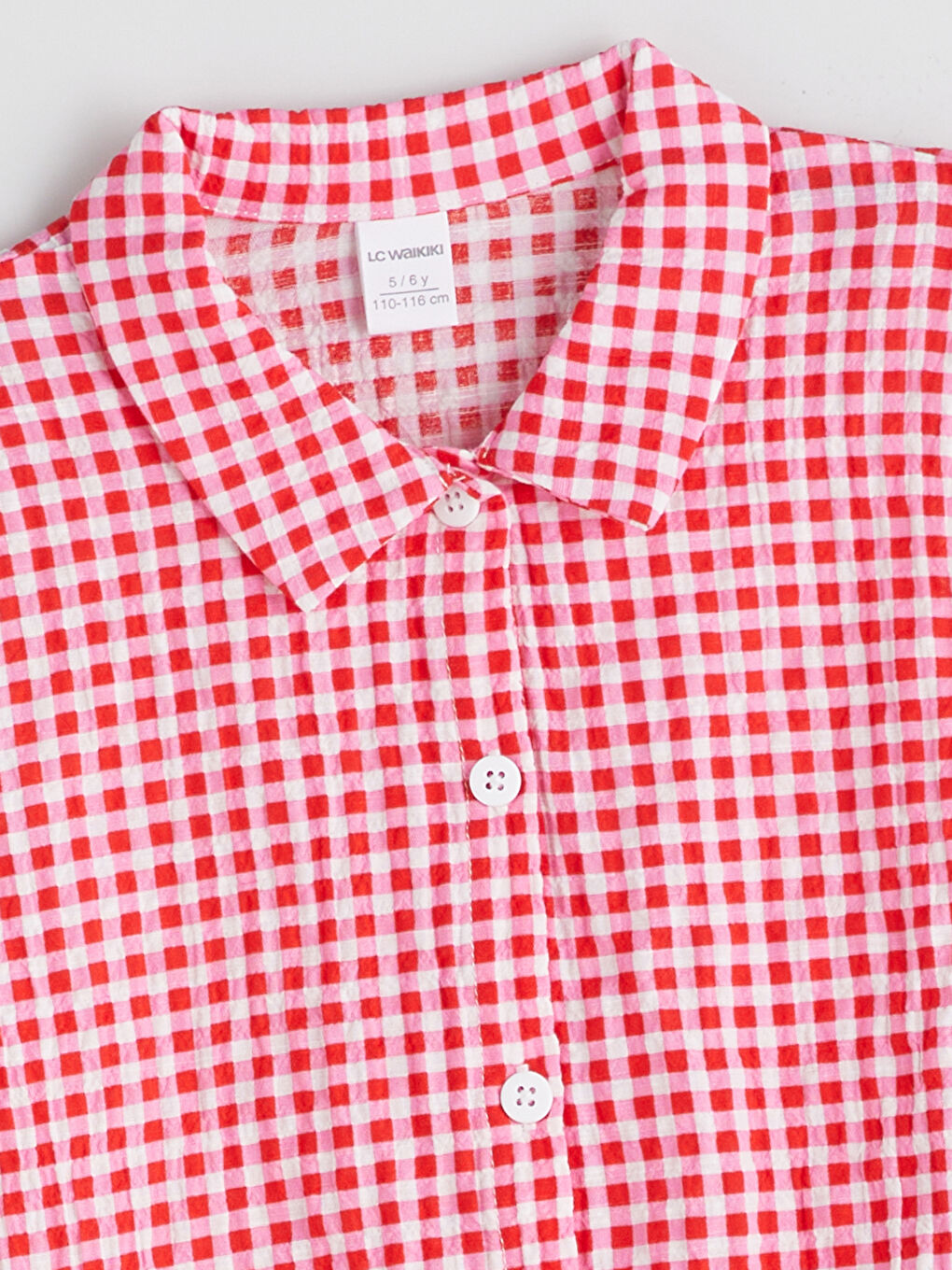 Pembe Ekose Kız Çocuk Gömlek-1