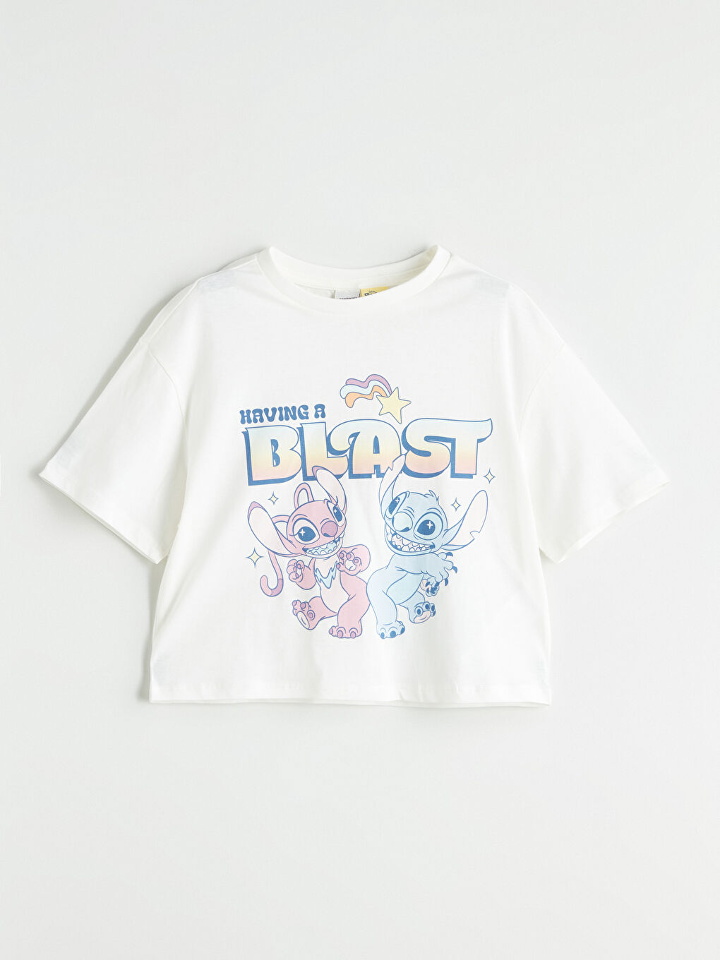 Crew Neck Stitch and Angel Printed Girls' T-Shirt