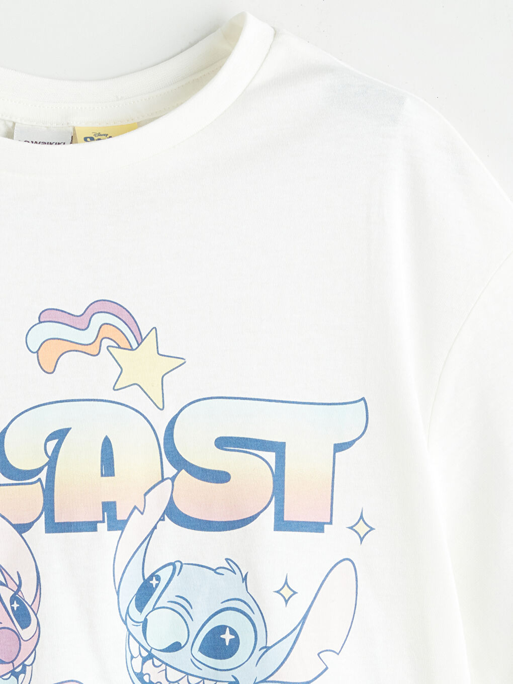 Crew Neck Stitch and Angel Printed Girls' T-Shirt-1