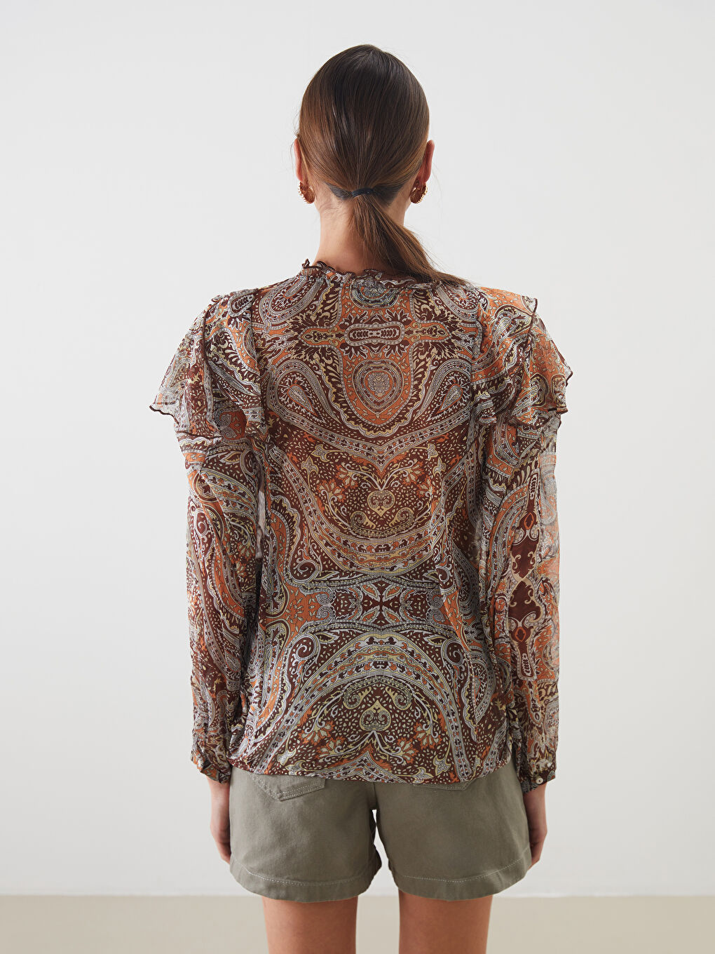 Tie Neck Patterned Blouse-3
