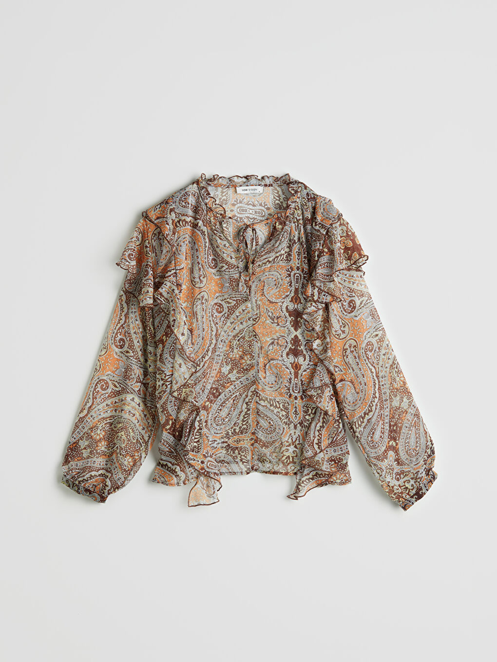Tie Neck Patterned Blouse-4