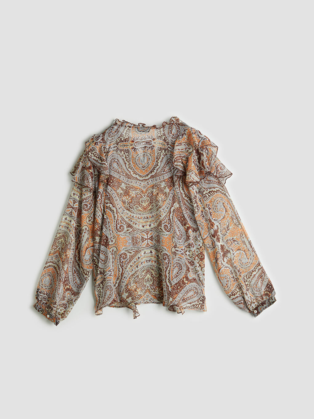 Tie Neck Patterned Blouse-5