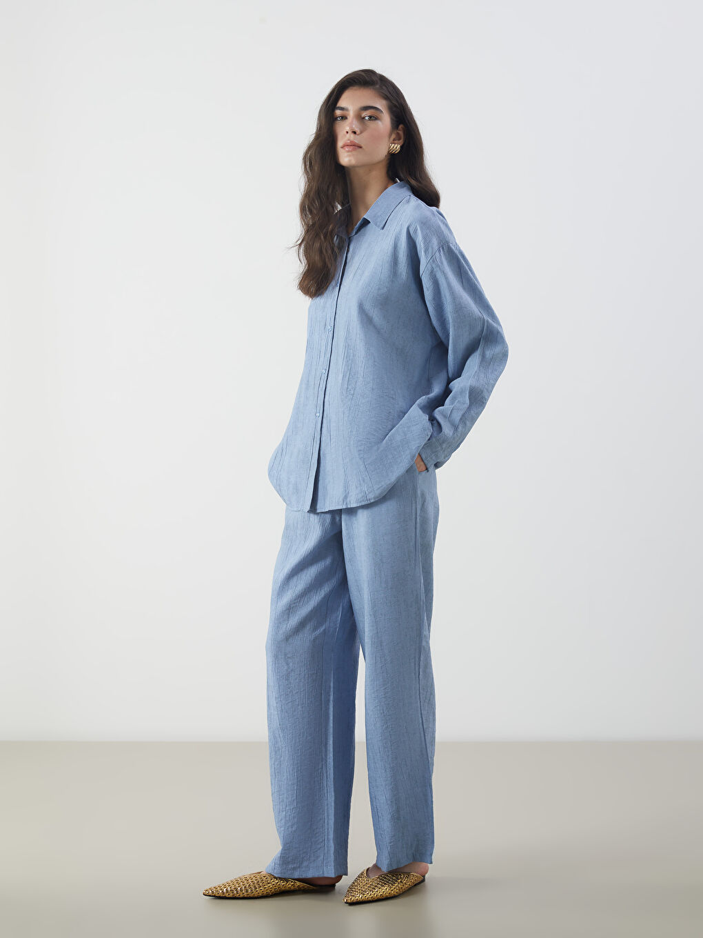 Elasticated Waist Linen-Look Women's Trousers -S5PH05Z8-GAJ