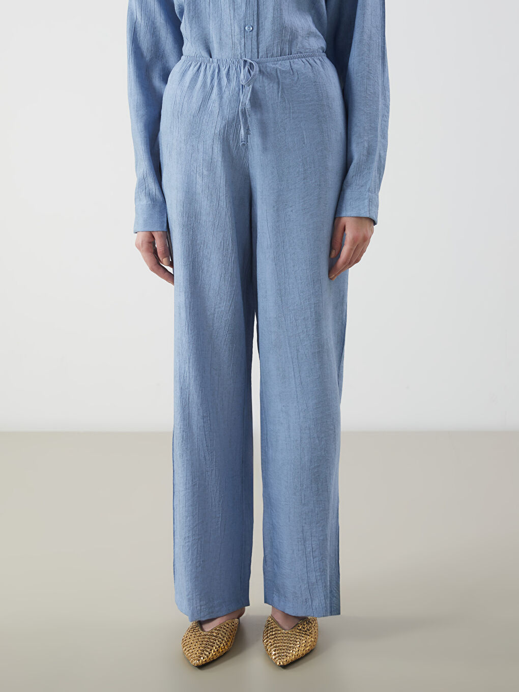 Elasticated Waist Linen-Look Women's Trousers -S5PH05Z8-GAJ