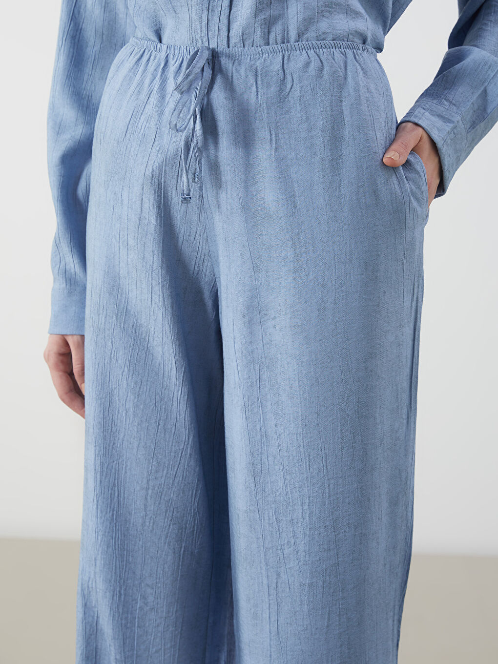 Elasticated Waist Linen-Look Women's Trousers -S5PH05Z8-GAJ