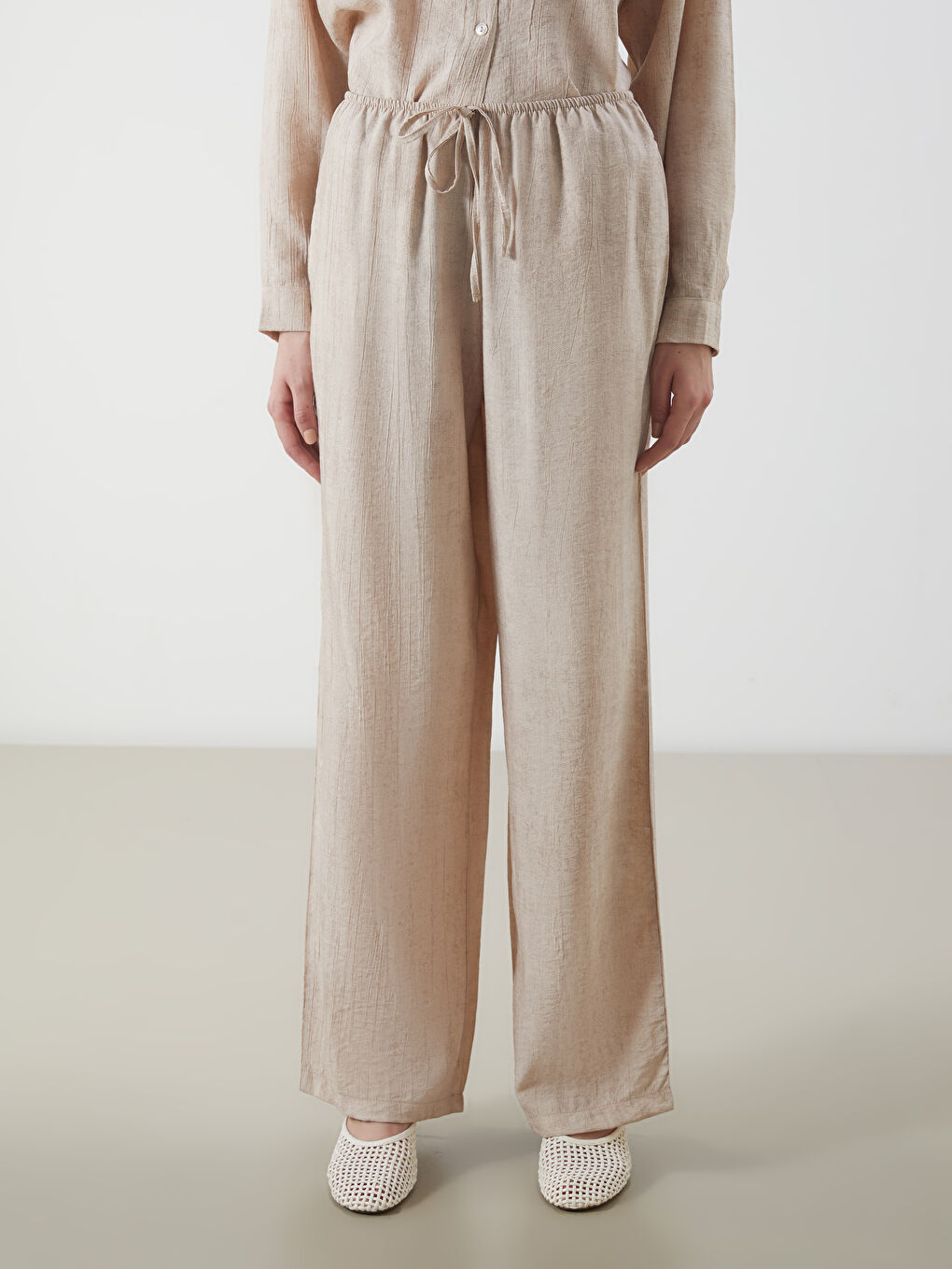 Elasticated Waist Linen-Look Women's Trousers -S5PH05Z8-ZHF