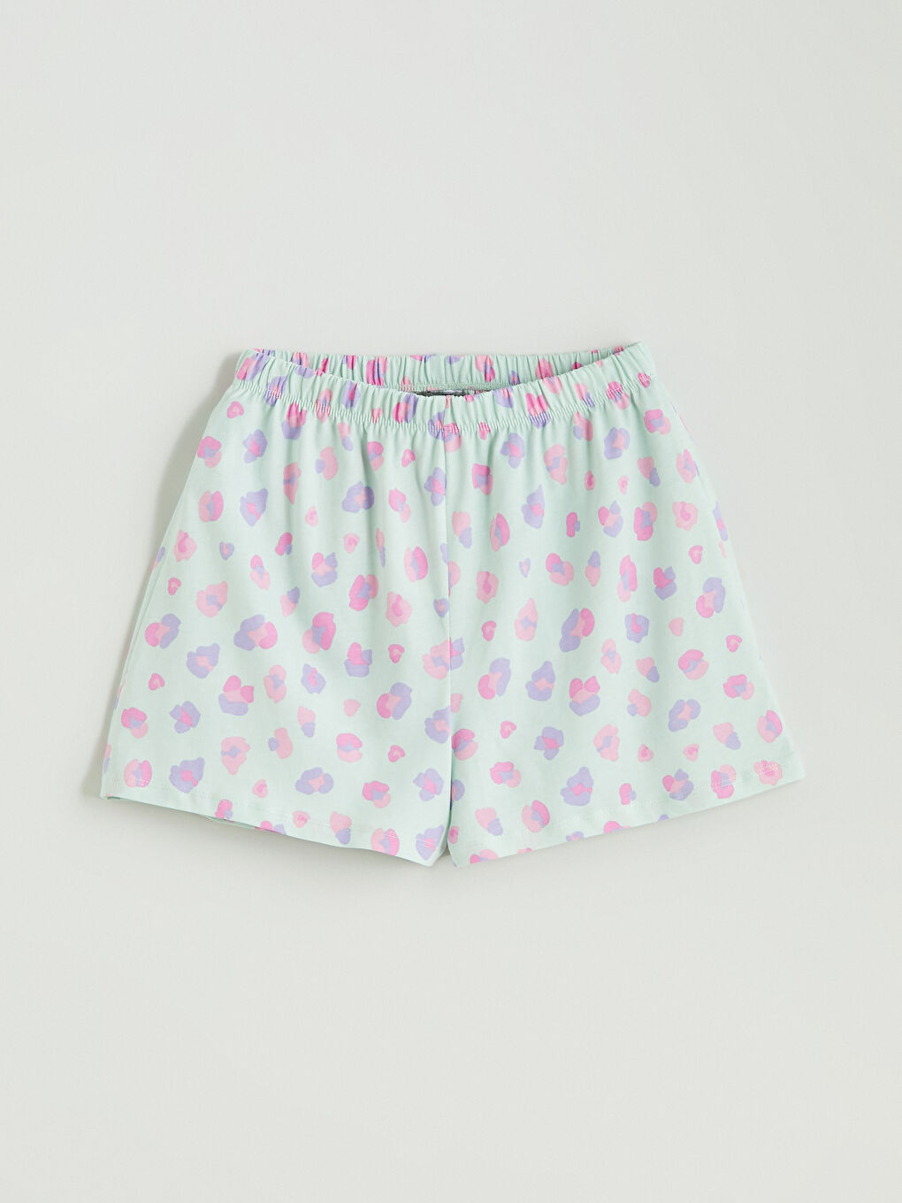 Pembe Beli Lastikli Baskılı Kız Çocuk Pijama Şort