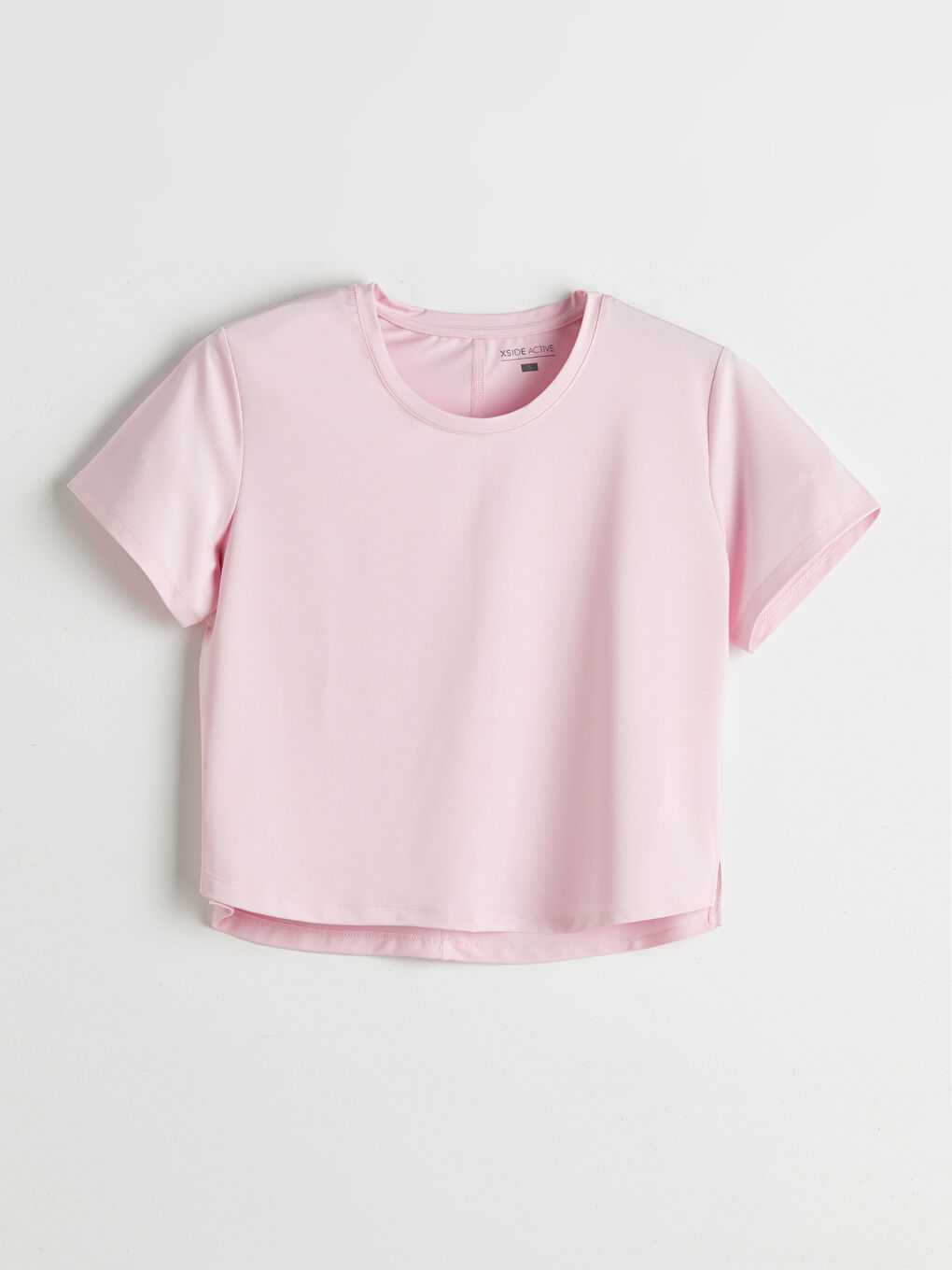 Pembe Bisiklet Yaka Kadın Spor Tişört-4