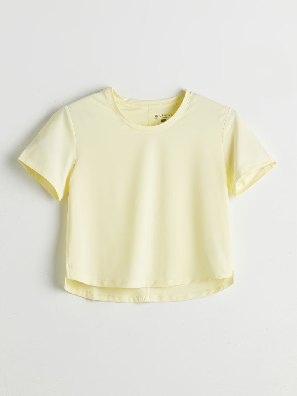 Sarı Bisiklet Yaka Kadın Spor Tişört-4