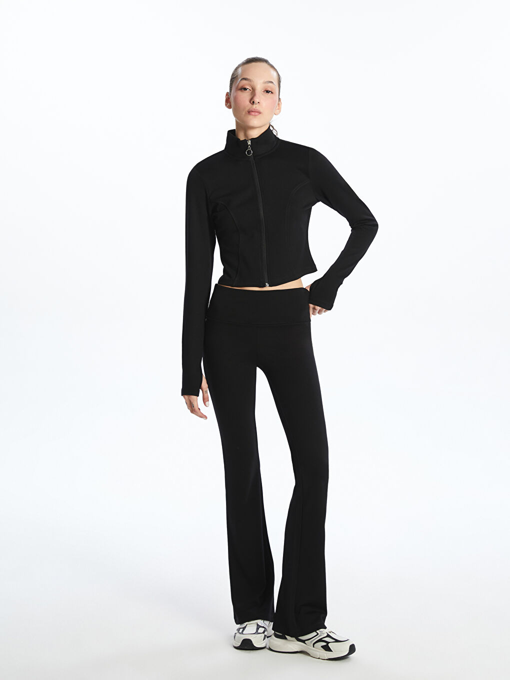 Elasticated Waist Flared Women's Sports Leggings -S5PH51Z8-CVL