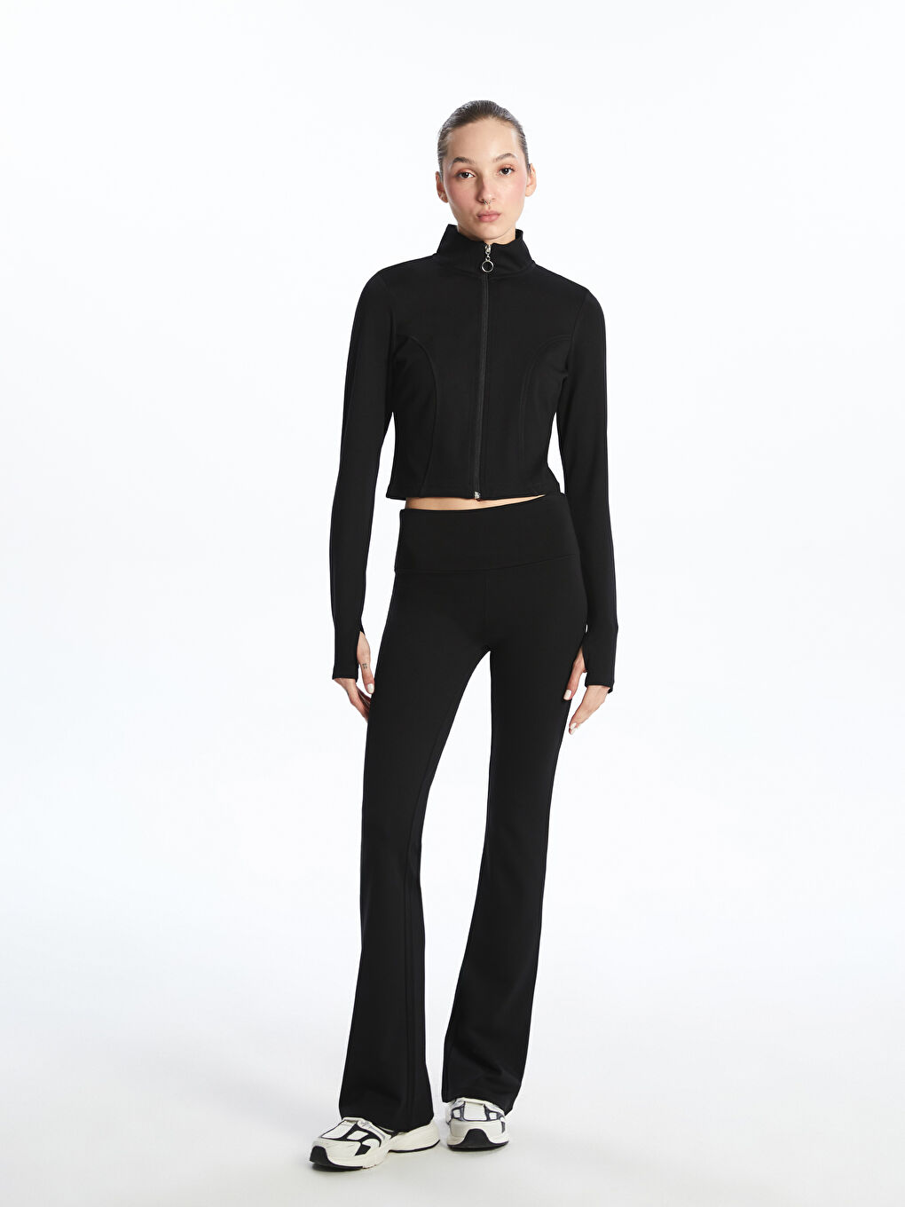 Funnel Neck Women's Zip-Up Sweatshirt -S5PH52Z8-CVL