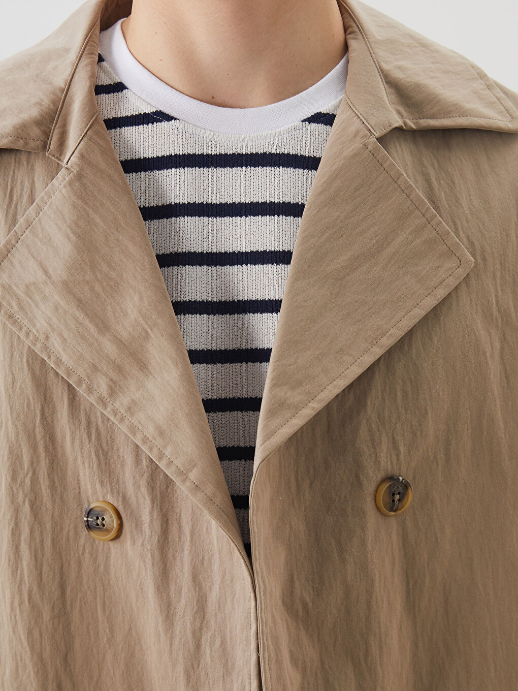 Bej Standart Kalıp Ceket Yaka Erkek Mont-2