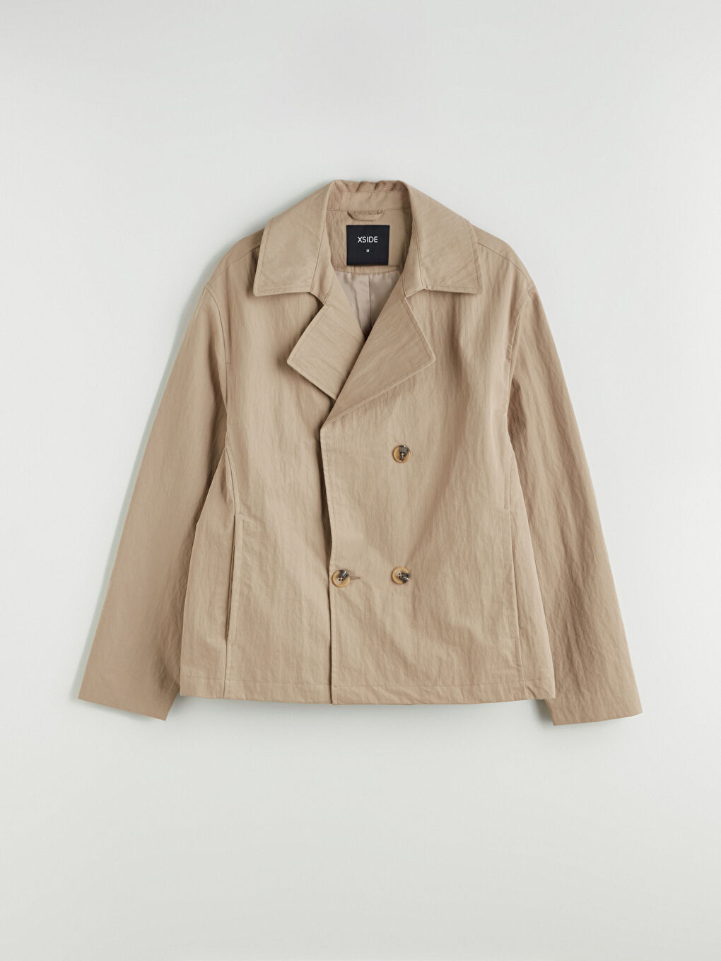 Bej Standart Kalıp Ceket Yaka Erkek Mont-5