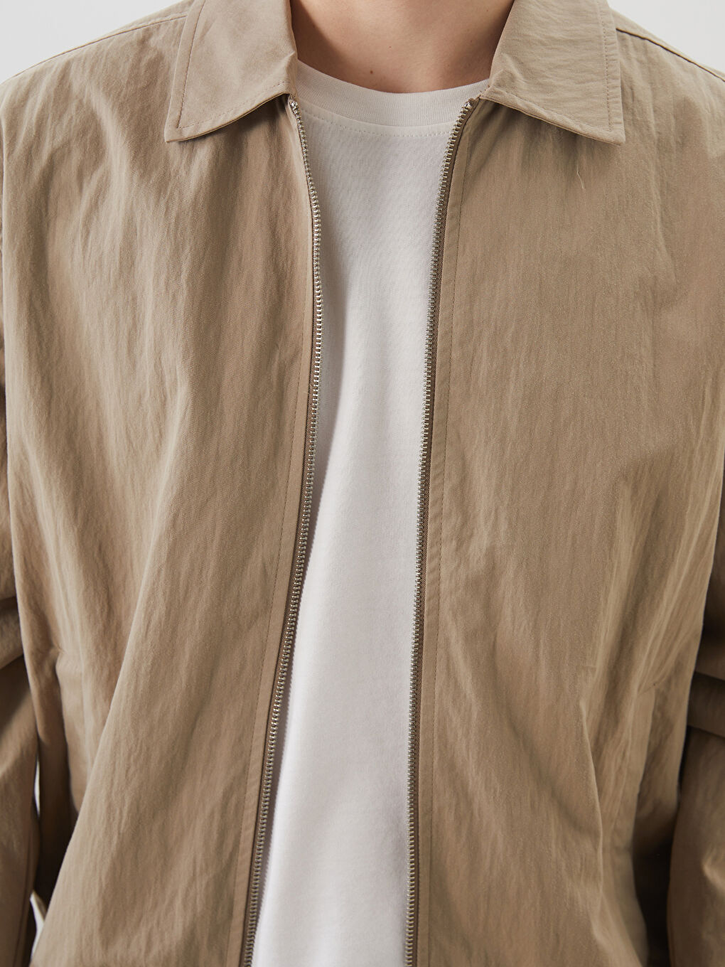 Bej Rahat Kalıp Ceket Yaka Erkek Mont-2