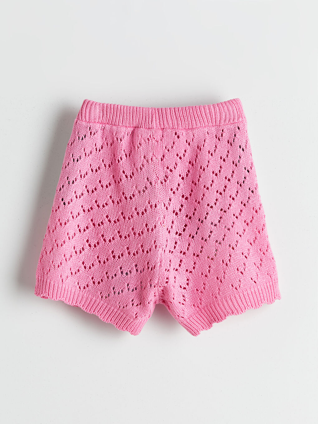 Pembe Ajurlu Kız Çocuk Süveter ve Şort 2'li-3