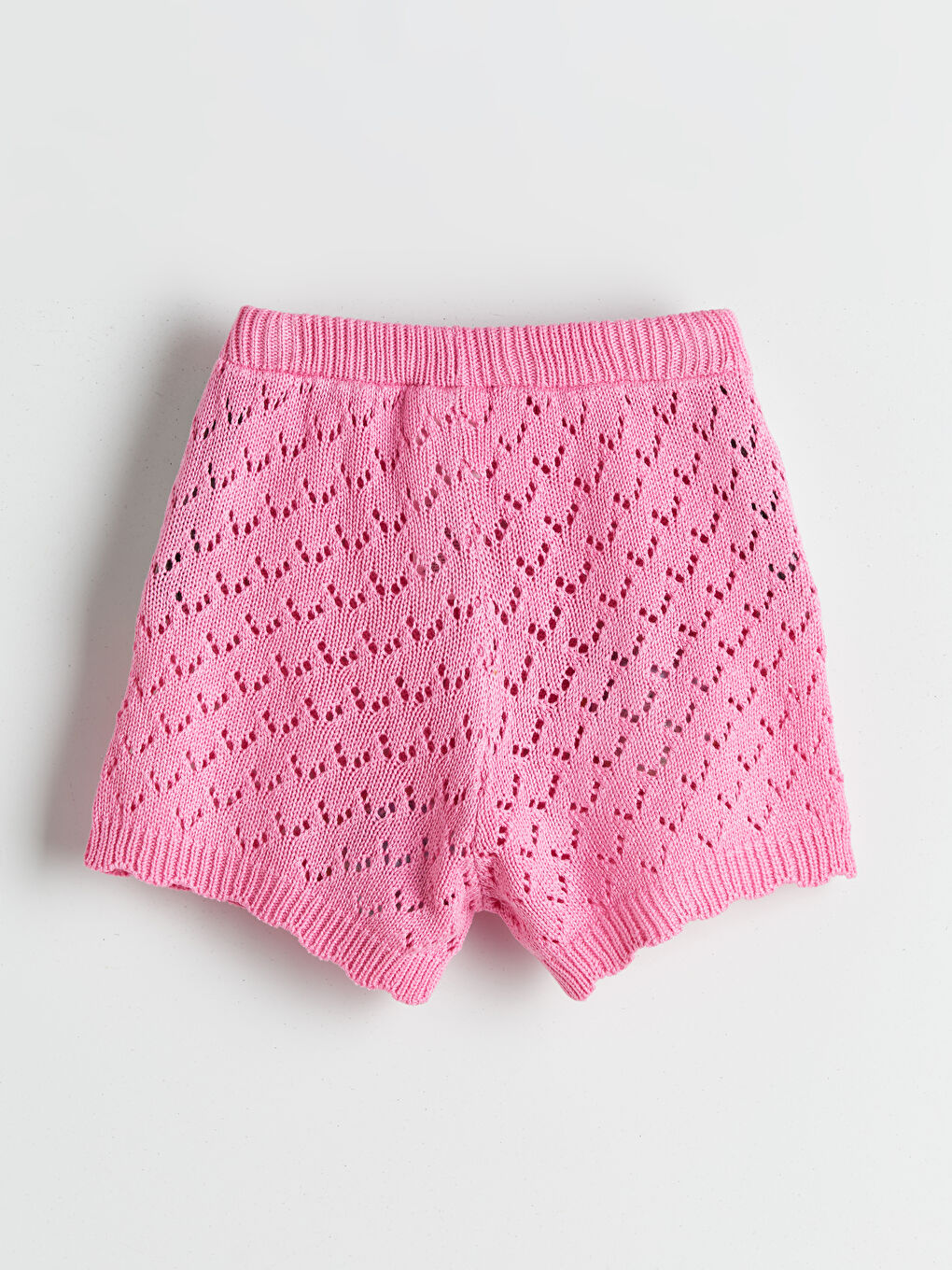 Pembe Ajurlu Kız Çocuk Süveter ve Şort 2'li-4
