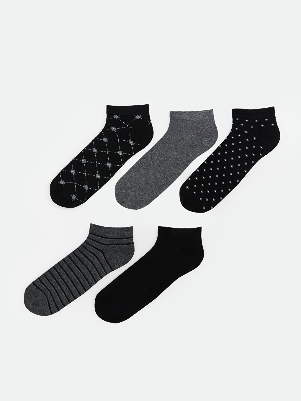 Patterned Men's Trainer Socks 5 Pack -S5PH91Z8-K00