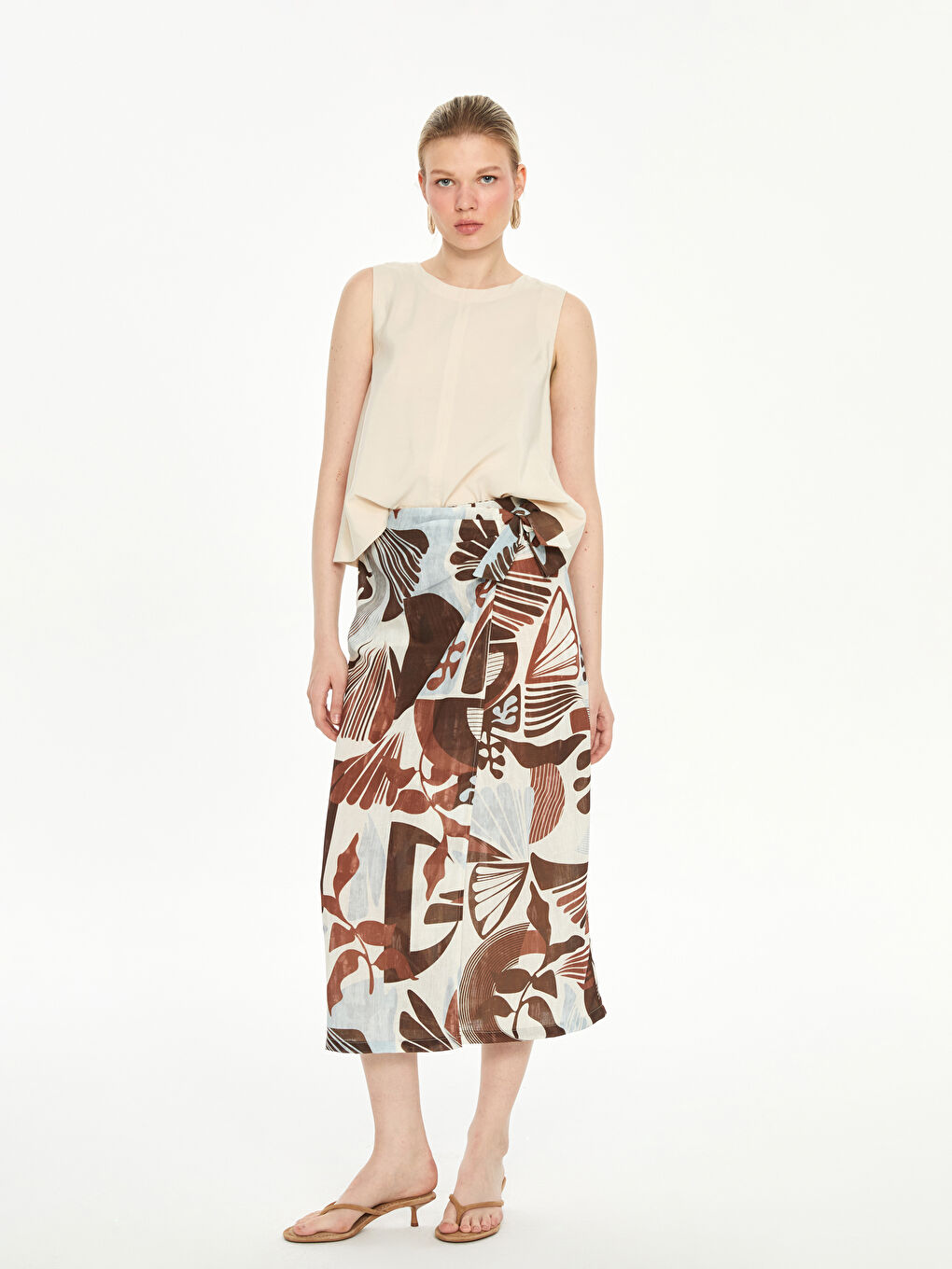 Elastic Waist Figured Skirt -S5PI13Z8-LQY