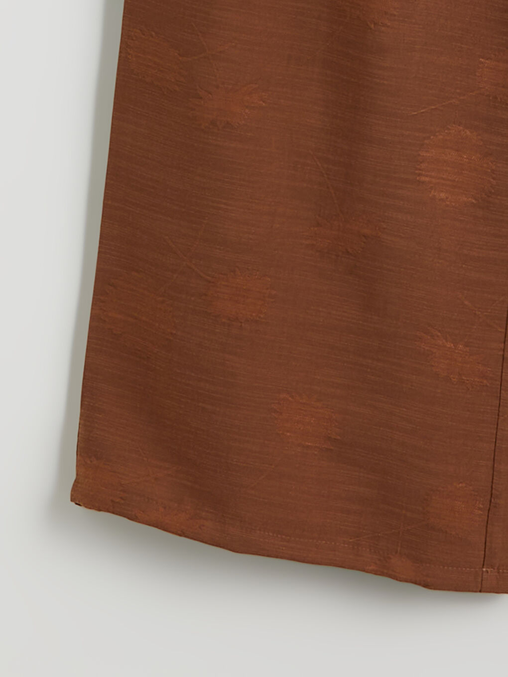 Kahverengi Beli Lastikli Desenli Kadın Pantolon-5