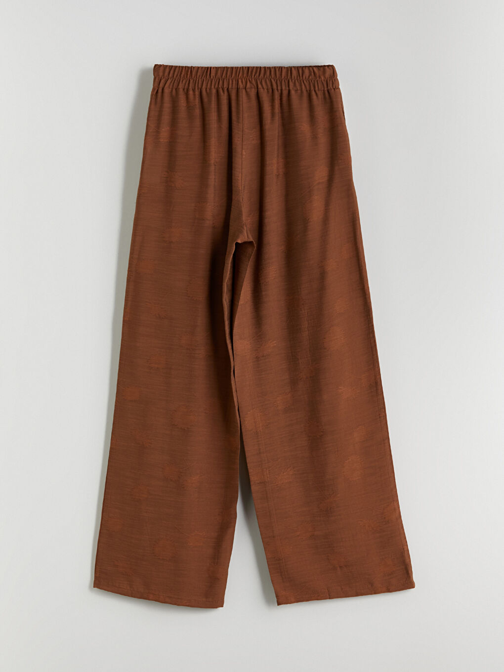 Kahverengi Beli Lastikli Desenli Kadın Pantolon-6