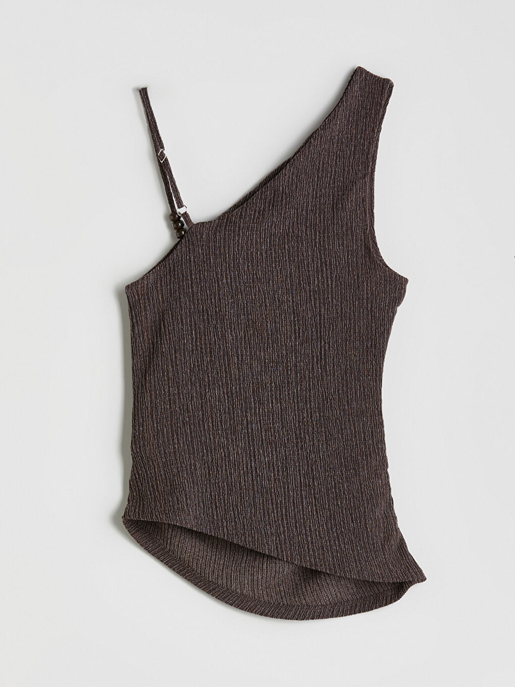 Kahverengi Kayık Yaka Dokulu Büzgülü Bluz-4