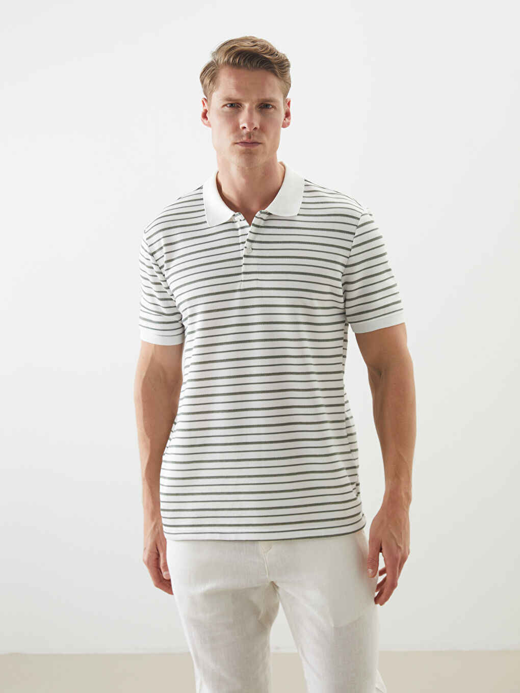 Polo Neck Striped Men's T-Shirt -S5PI44Z8-LFT