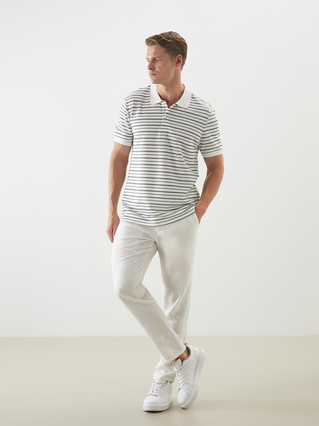 Polo Neck Striped Men's T-Shirt -S5PI44Z8-LFT