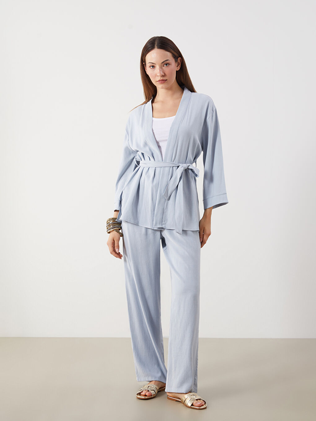 Women's Elastic Waist Linen Blend Trousers -S5PI57Z8-HWT