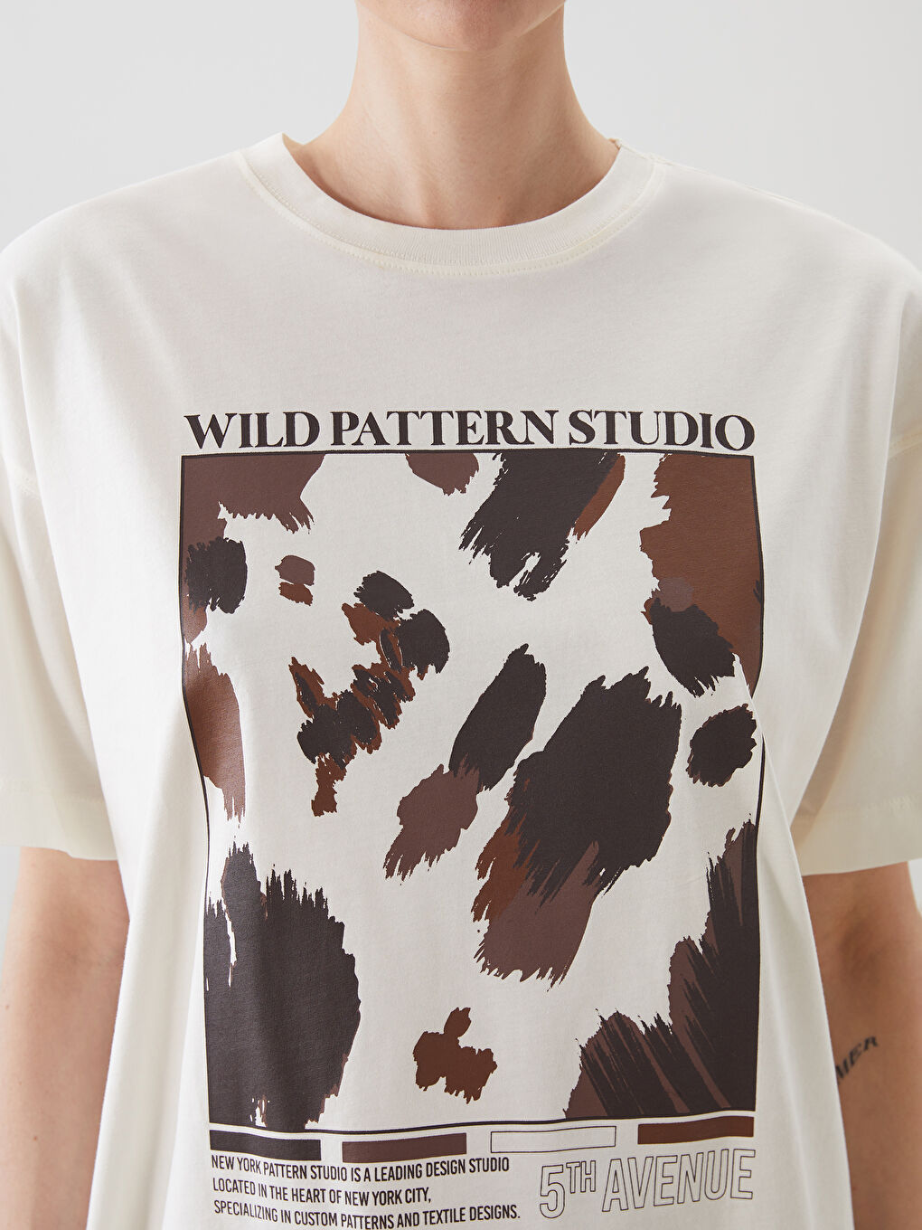 LCW Vision Crew Neck Printed Oversize Women's T-Shirt -S5PI58Z8-FDJ