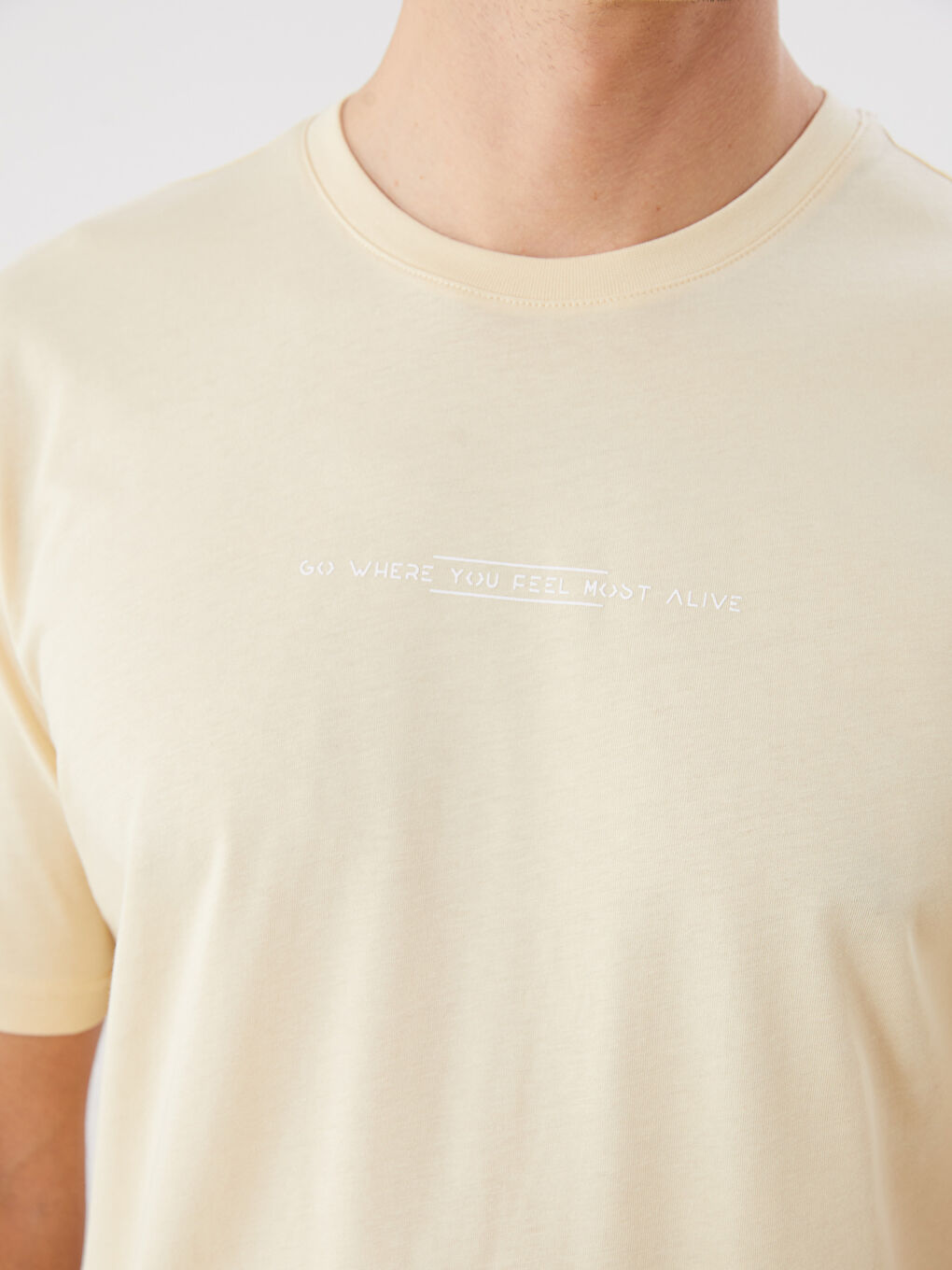 Crew Neck Printed Jersey Men's T-Shirt -S5PI69Z8-FQC