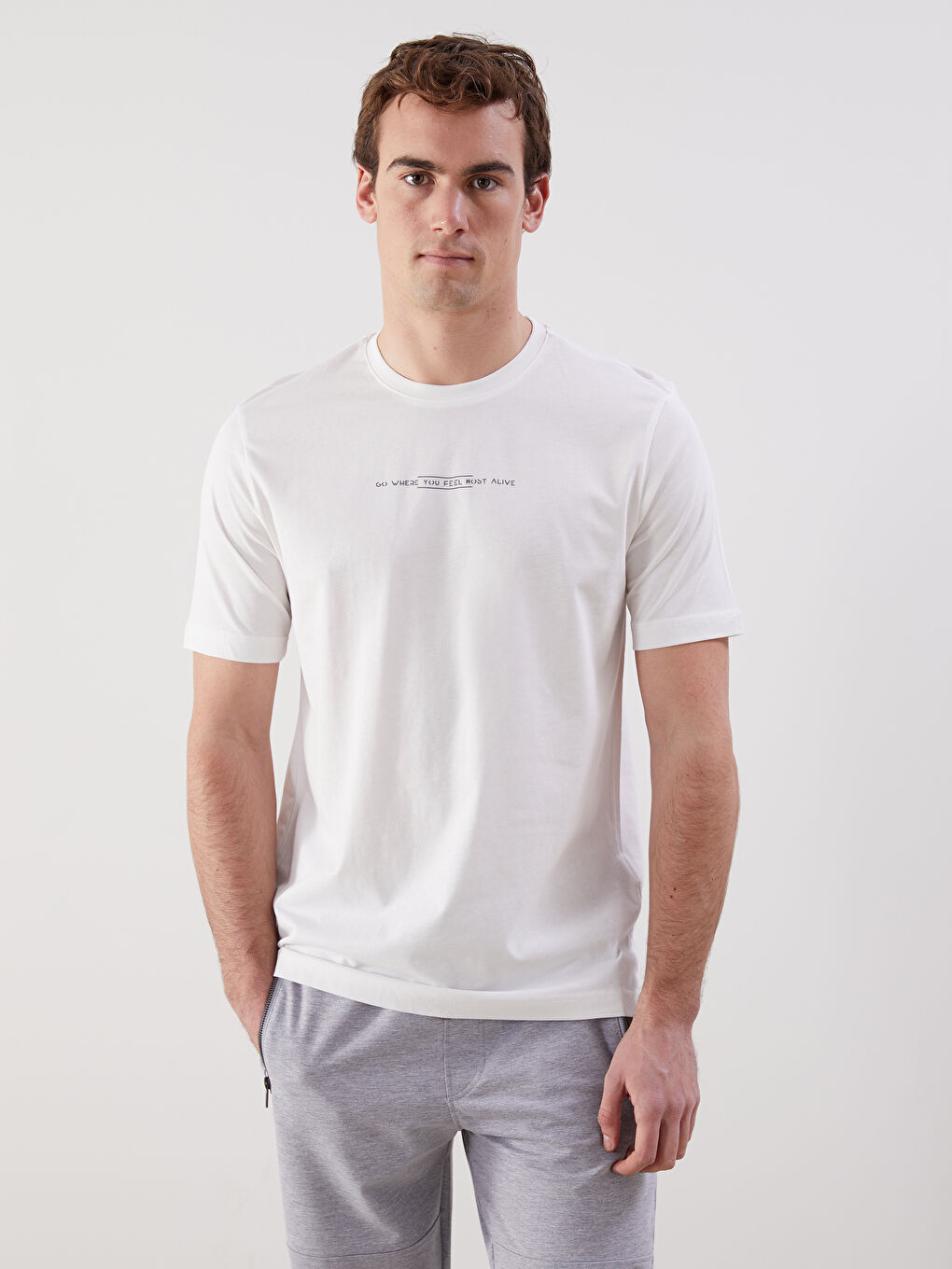 Crew Neck Printed Combed Cotton Men's T-Shirt -S5PI69Z8-R9J