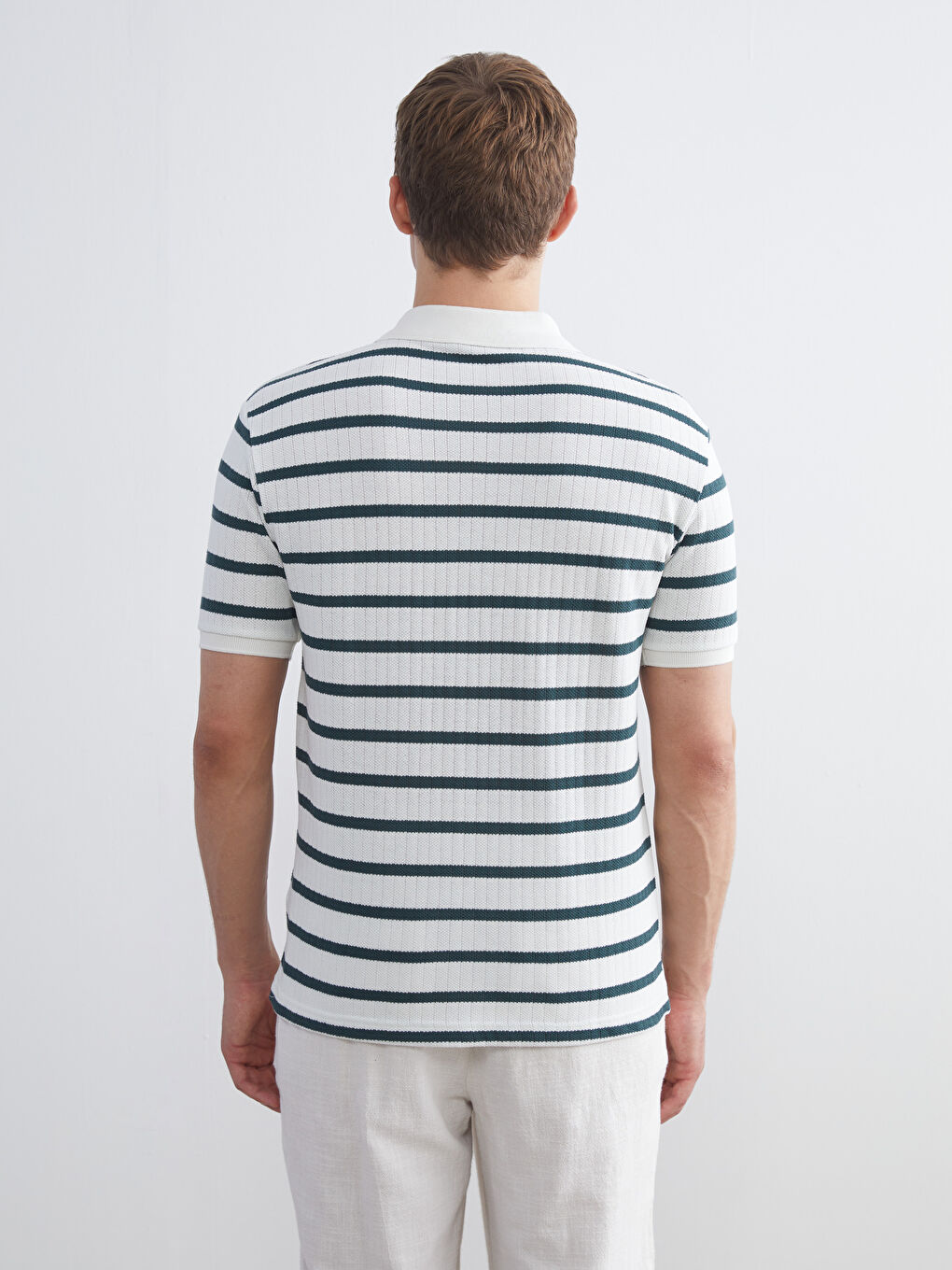 تي شيرت رجالي بياقة بولو مخطط-6