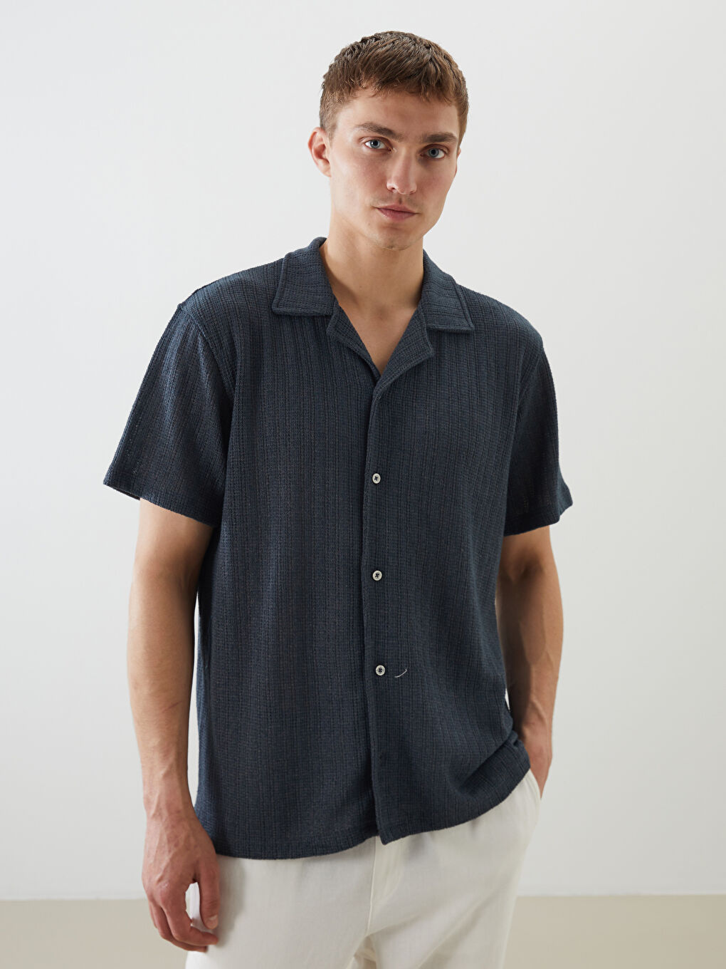 LCW Vision Regular Fit Resort Collar Short Sleeve Men's Shirt -S5PI97Z8-ZPA