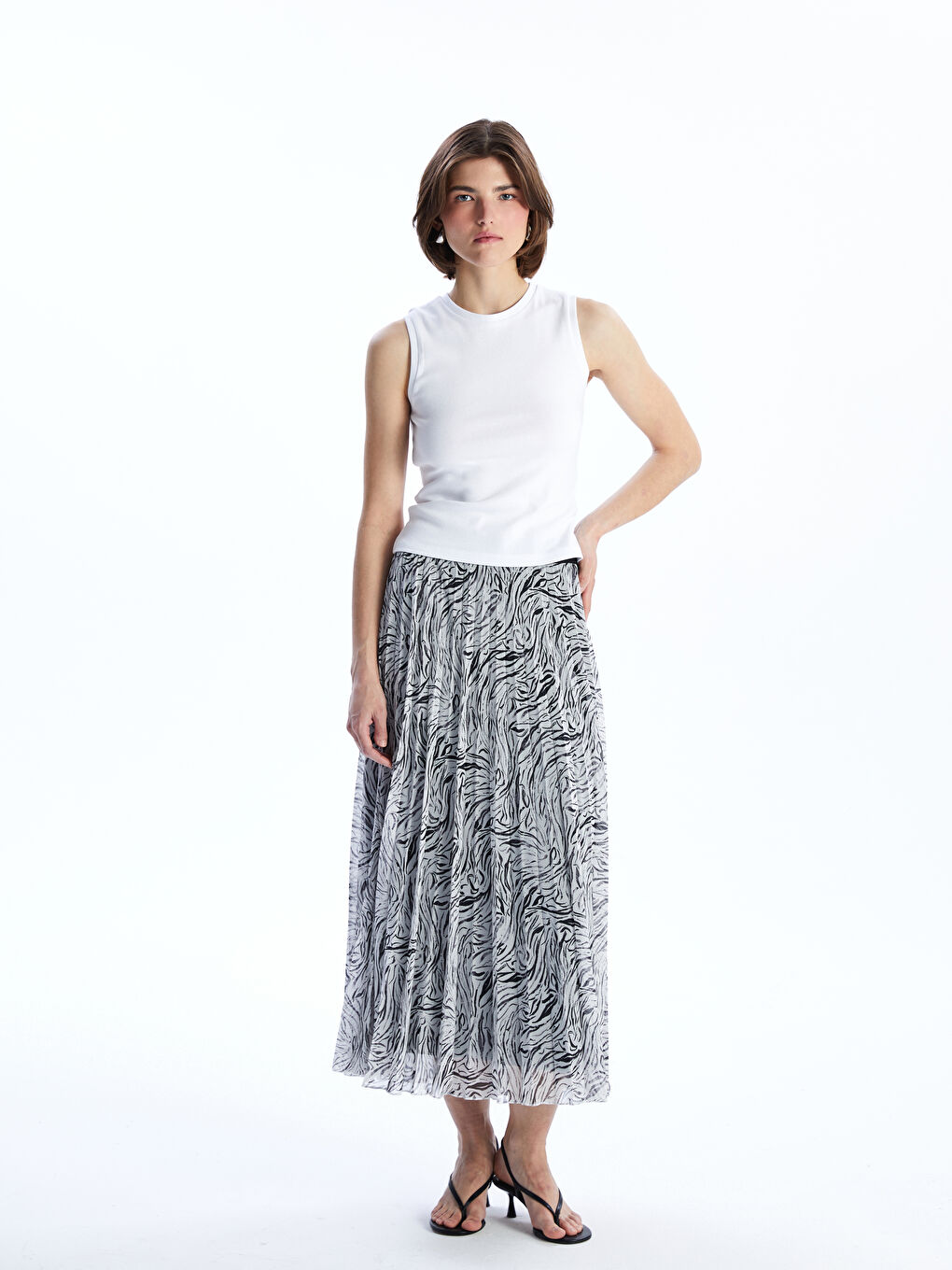 Elastic Waist Chiffon Women’S Pleated Skirt -S5PJ01Z8-LQJ