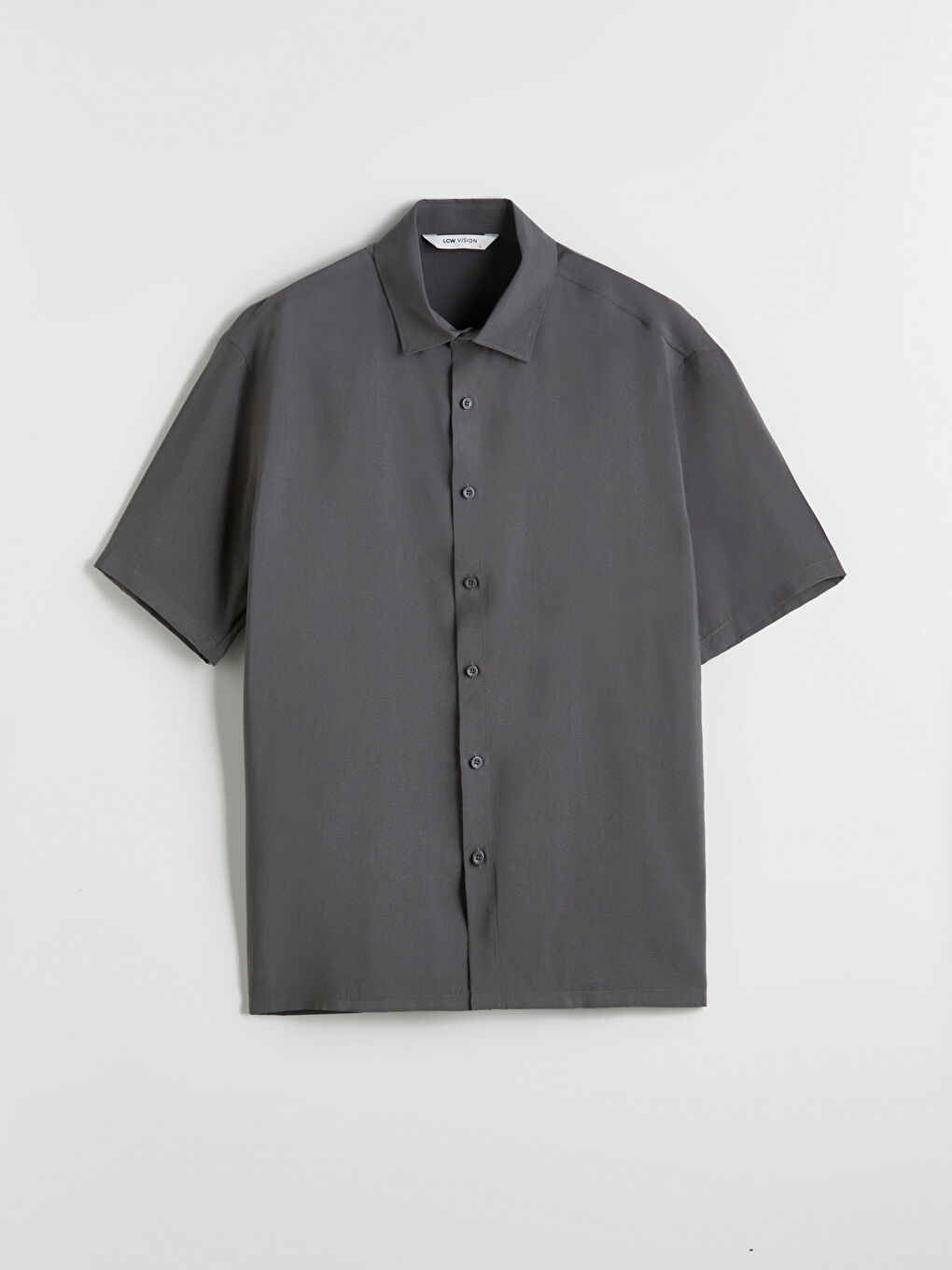 Antrasit Regular Fit Kısa Kollu Armürlü Erkek Gömlek-4