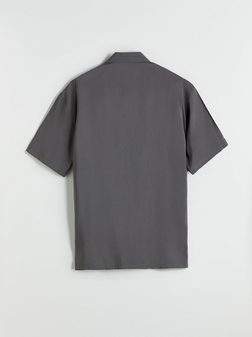 Antrasit Regular Fit Kısa Kollu Armürlü Erkek Gömlek-5