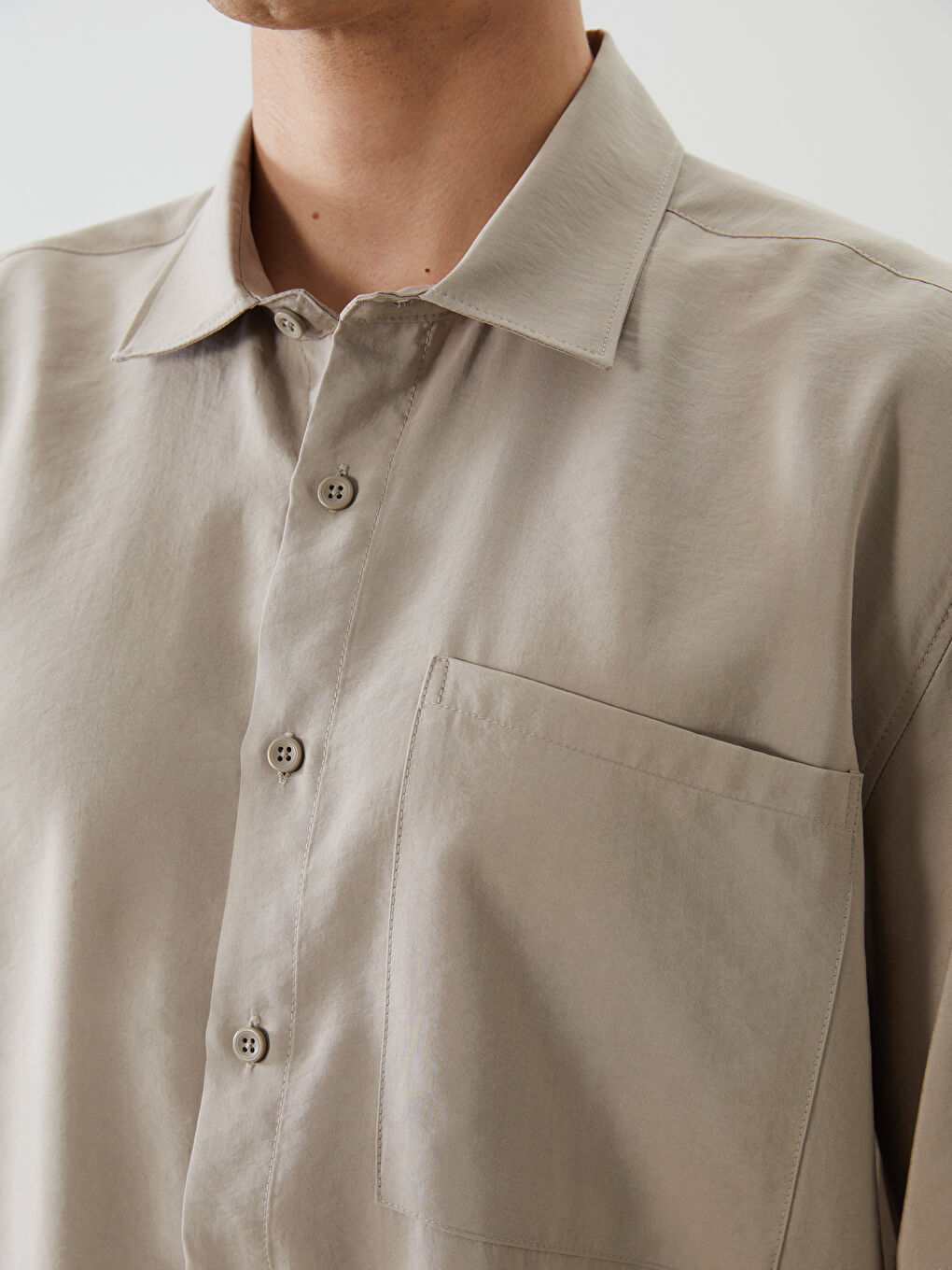 Bej Regular Fit Kısa Kollu Armürlü Erkek Gömlek-6