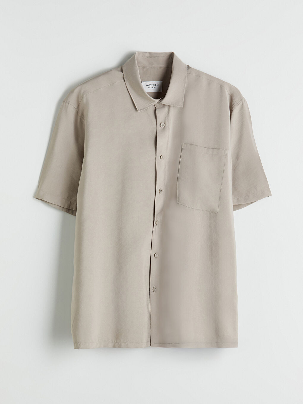 Bej Regular Fit Kısa Kollu Armürlü Erkek Gömlek-8