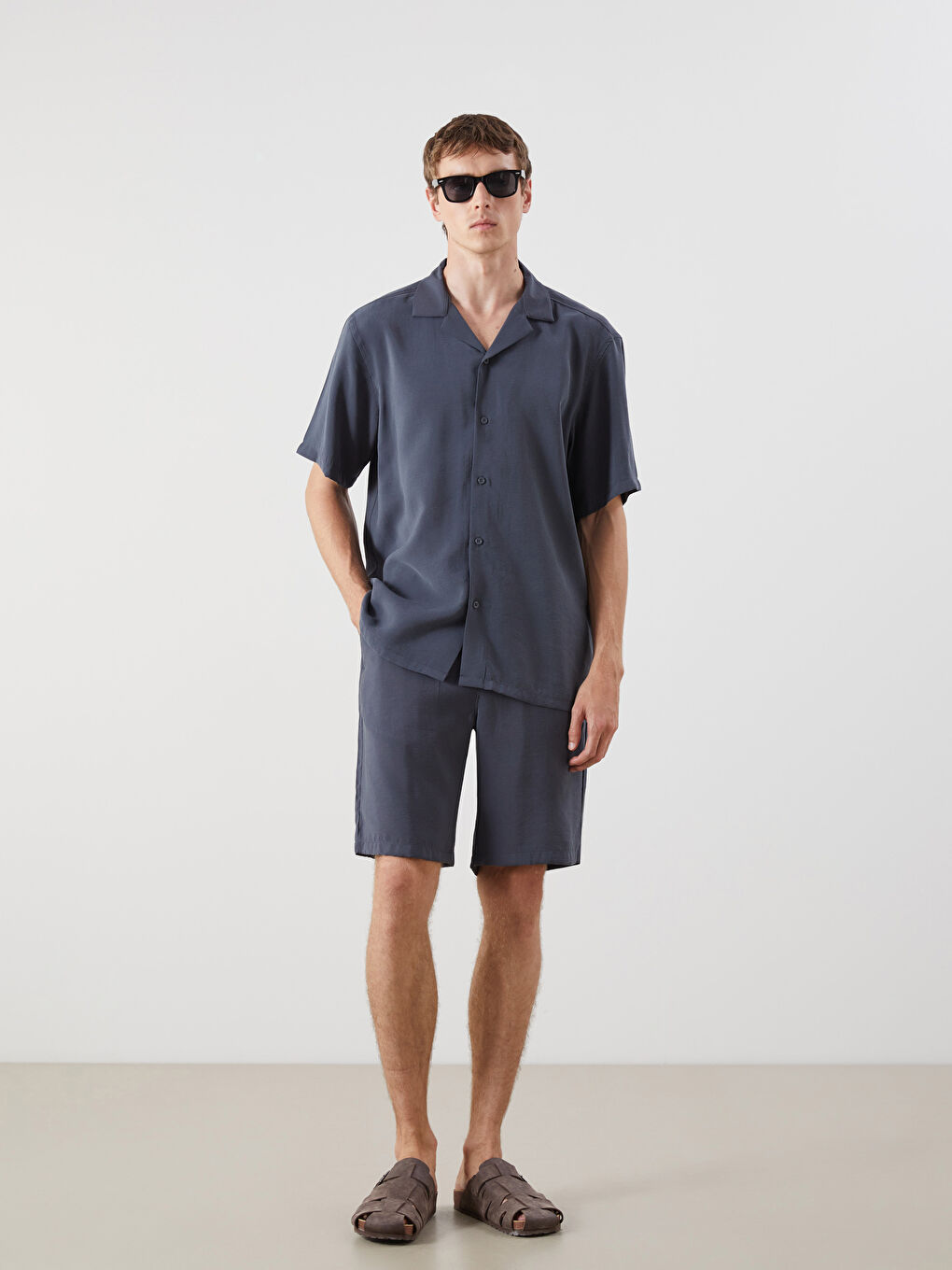 Regular Fit Short Sleeve Dobby Men's Shirt -S5PJ03Z8-E93