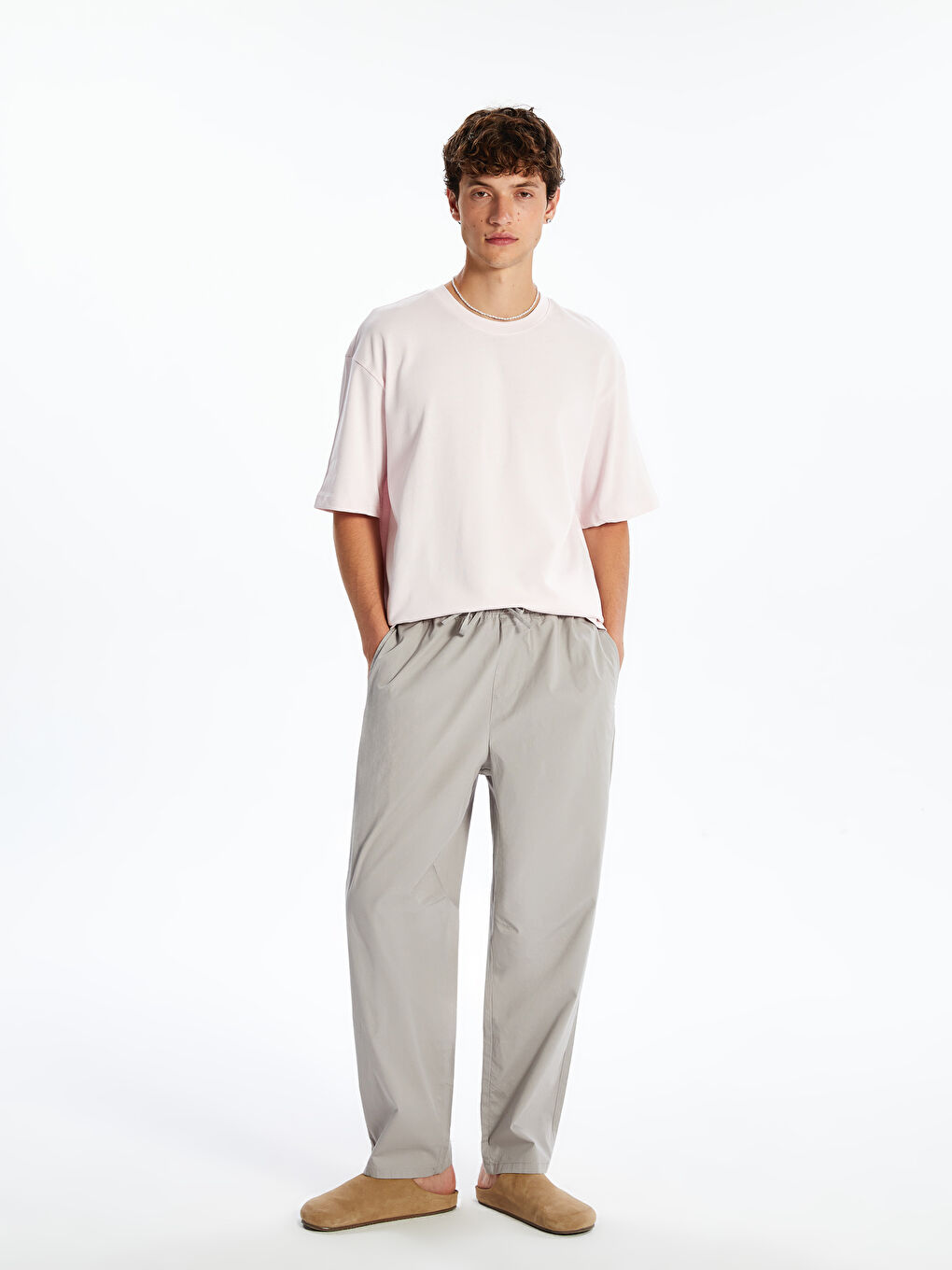 Standard Fit Poplin Men's Trousers -S5PJ09Z8-V1F
