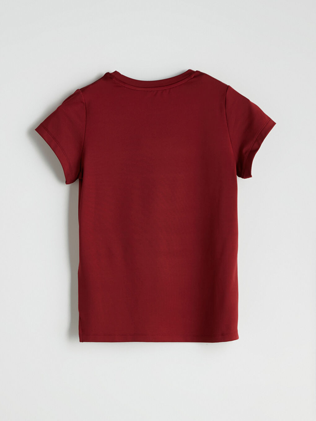 Bordo Bisiklet Yaka Kadın Spor Tişört-5