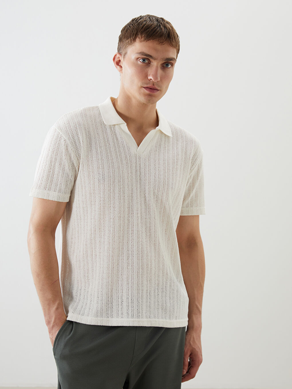 Bej Polo Yaka Erkek Tişört