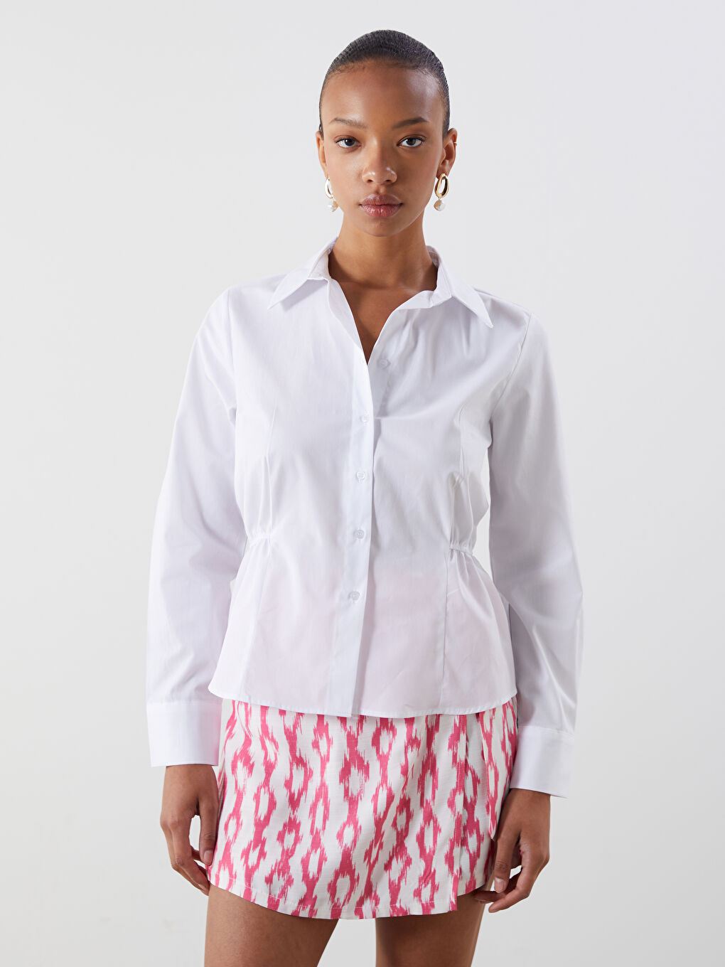 Gathered Detail Women's Shirt -S5PJ40Z8-R9J