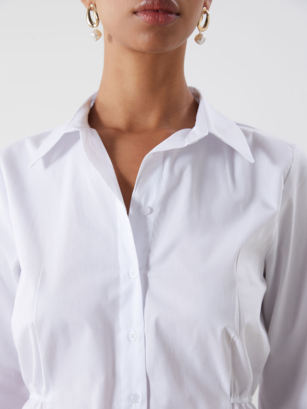 Gathered Detail Women's Shirt -S5PJ40Z8-R9J
