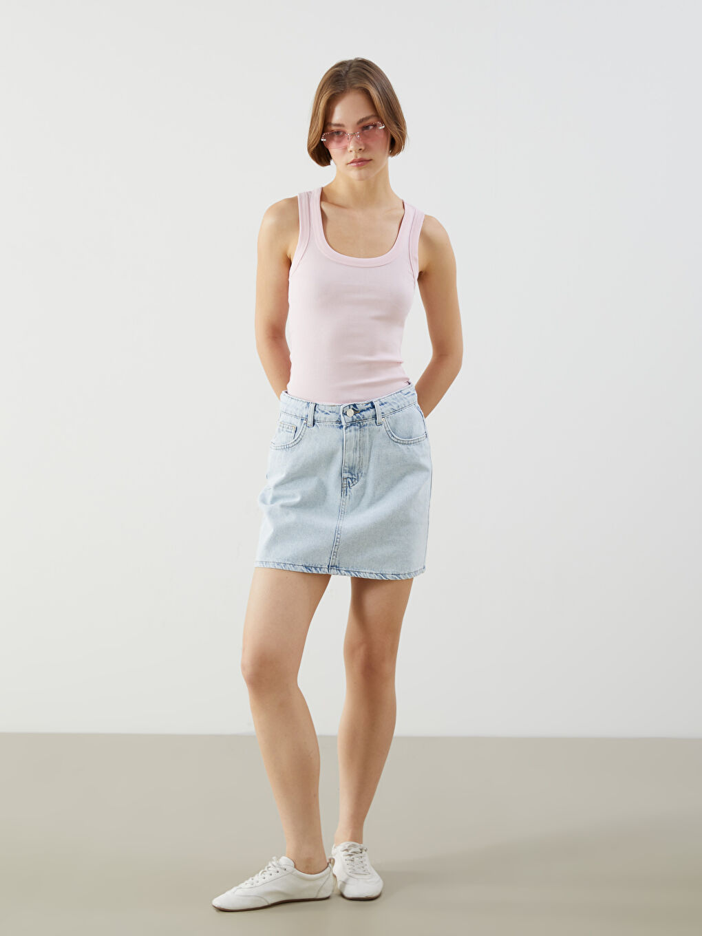 Woman BLUE Denim Skirt -S5PJ51Z8-DG7