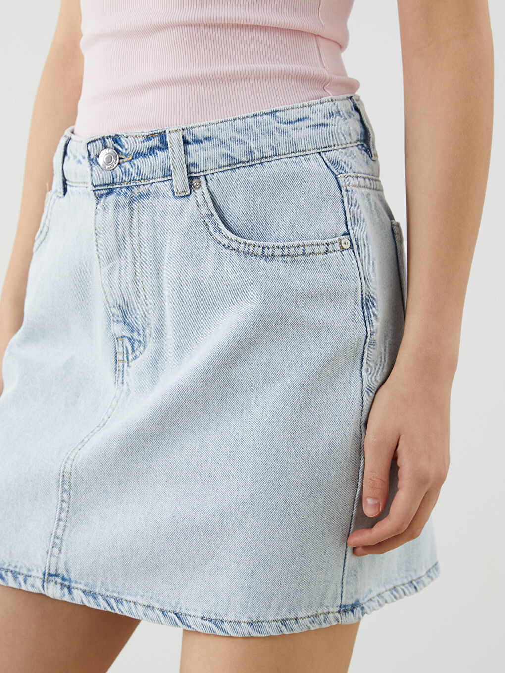 Woman BLUE Denim Skirt -S5PJ51Z8-DG7